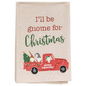 Gnome Christmas Tree Personalized Waffle Weave Microfiber Kitchen Towel