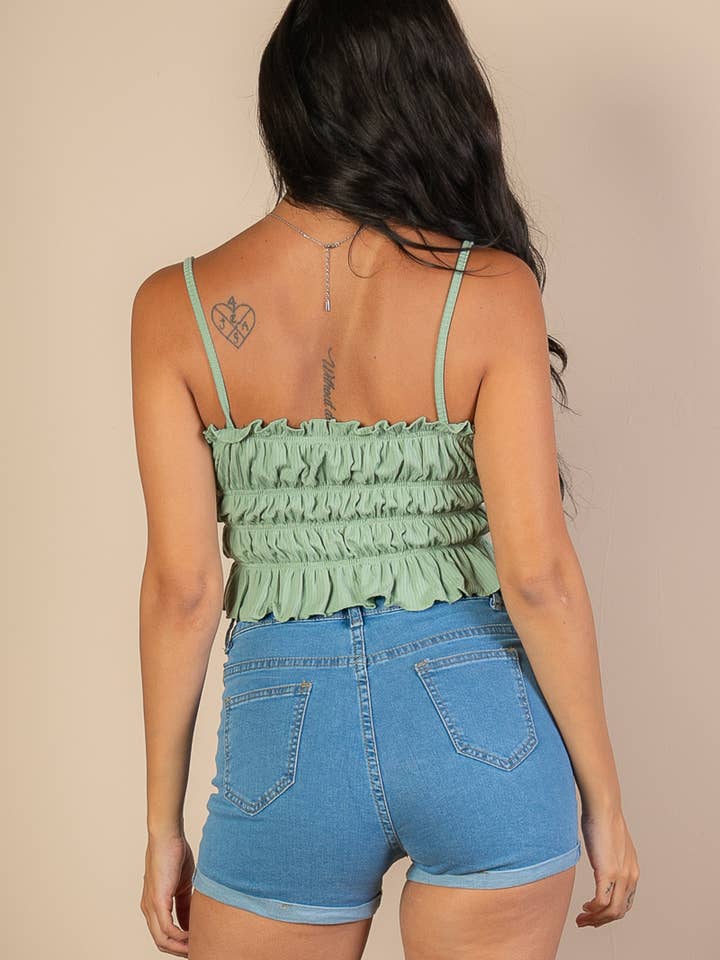 CAPELLA APPAREL - Wholesale Knit Top - Women's - Tiered Shirred Body Crop Top8