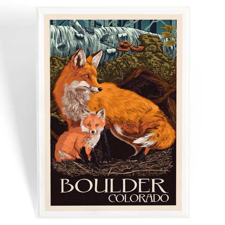 MAGNET Boulder, Colorado, Fox y Kit para venta al por mayor de Lantern Press