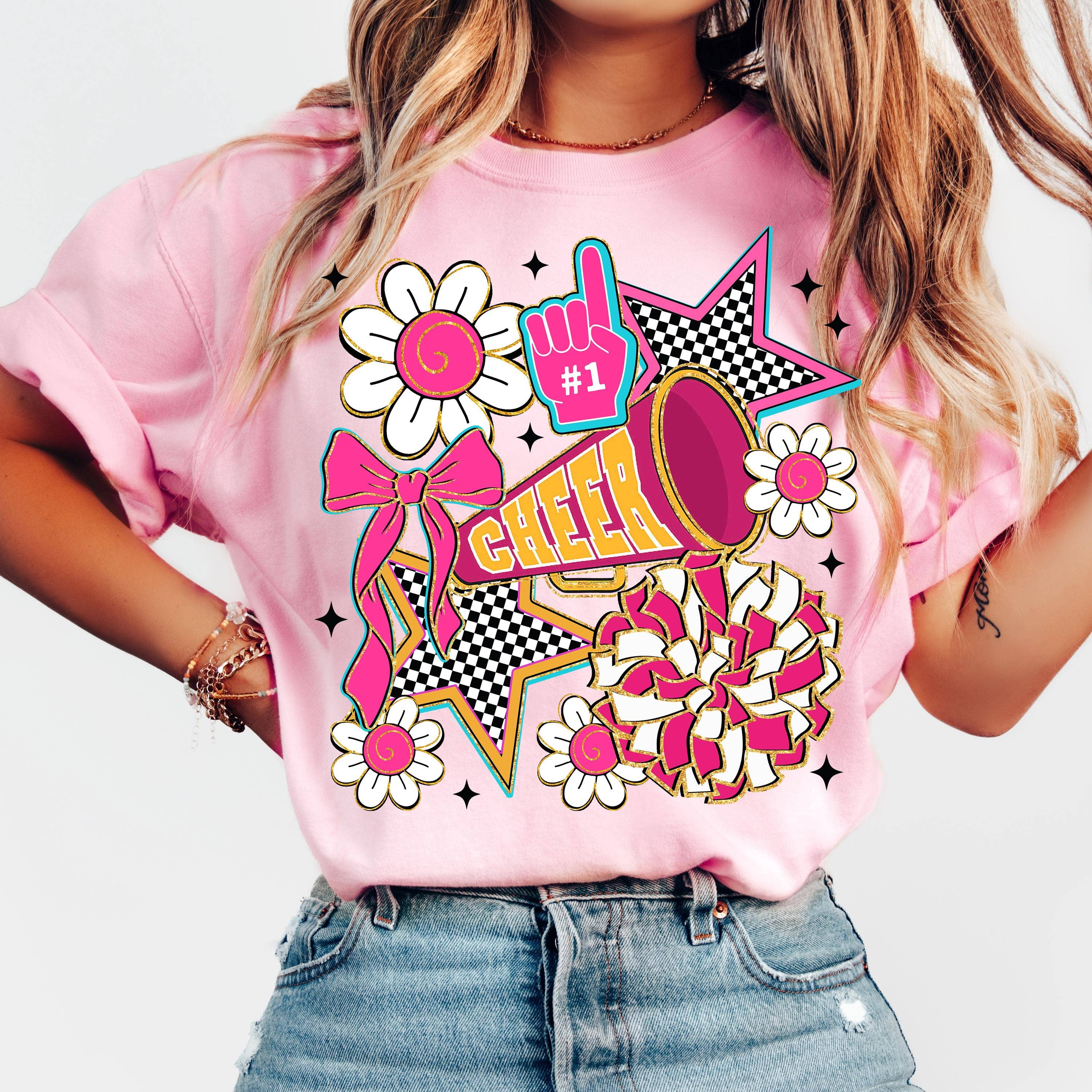 NVC Ecommerce LLC - Vente T-shirt à imprimés – femme - T-shirt Coquette Cheer, Sweat-shirt Coquette Cheerleader avec nœud2