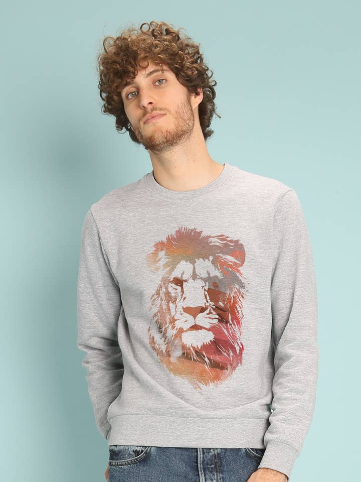 SWEAT GRIS CHINE HOMME DESERT LION pour la vente par Wooop