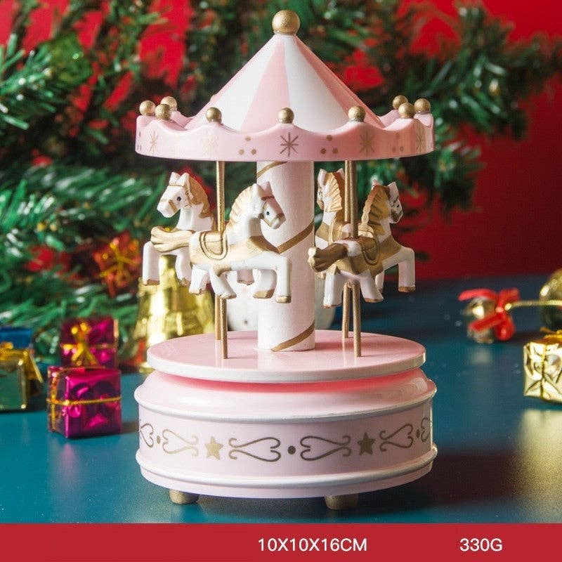 UZ Wholesale Store - Wholesale Christmas Decoration - Wooden Carousel Musical Box Christmas Gift3