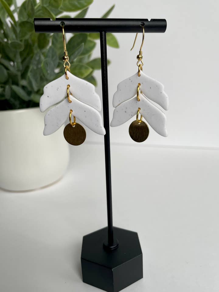 Sandy White + Brass Dangles for wholesale by Written In Clay