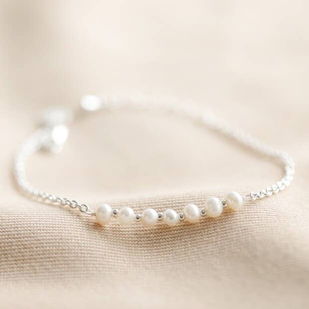 Freshwater Pearl Silver Chain Bracelet for wholesale by Lisa Angel