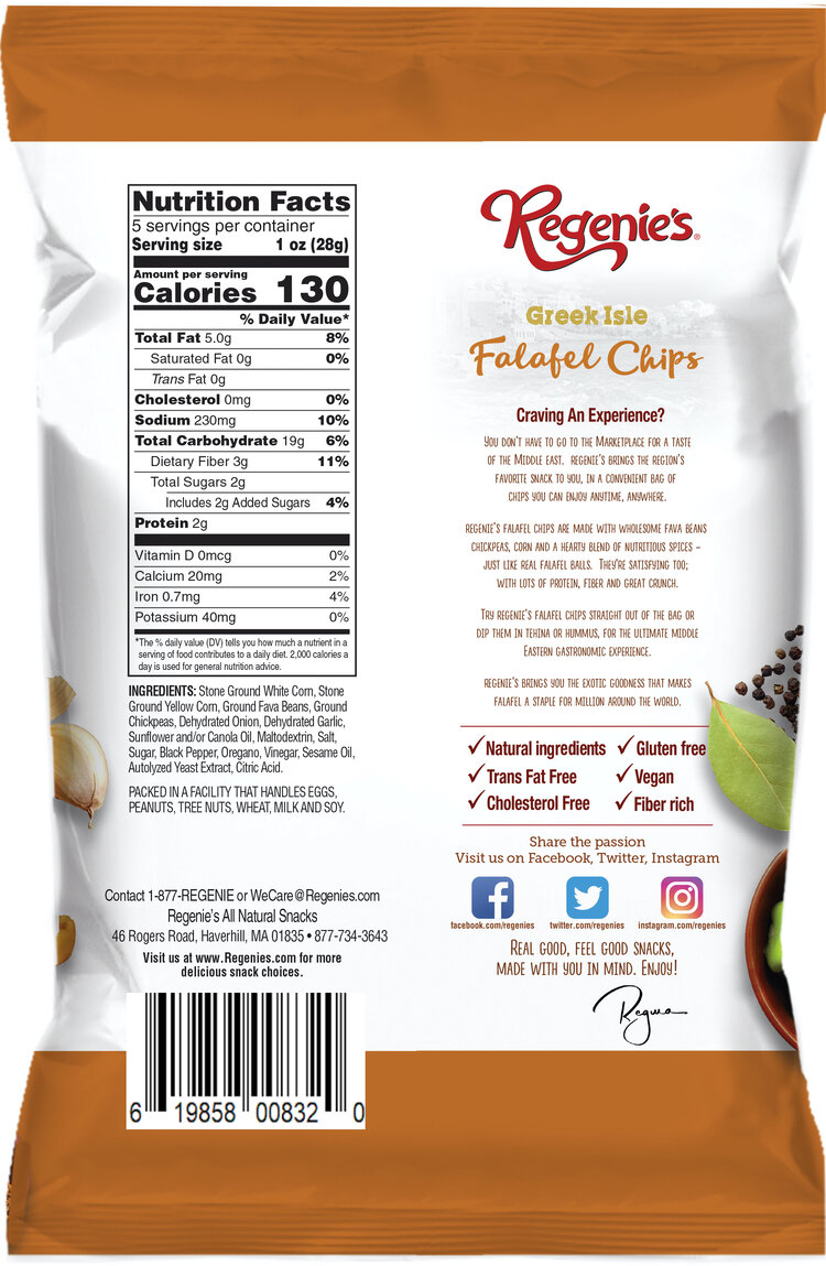 Regenie's All Natural Snacks - Wholesale Chips - Greek Isle Falafel Chips4