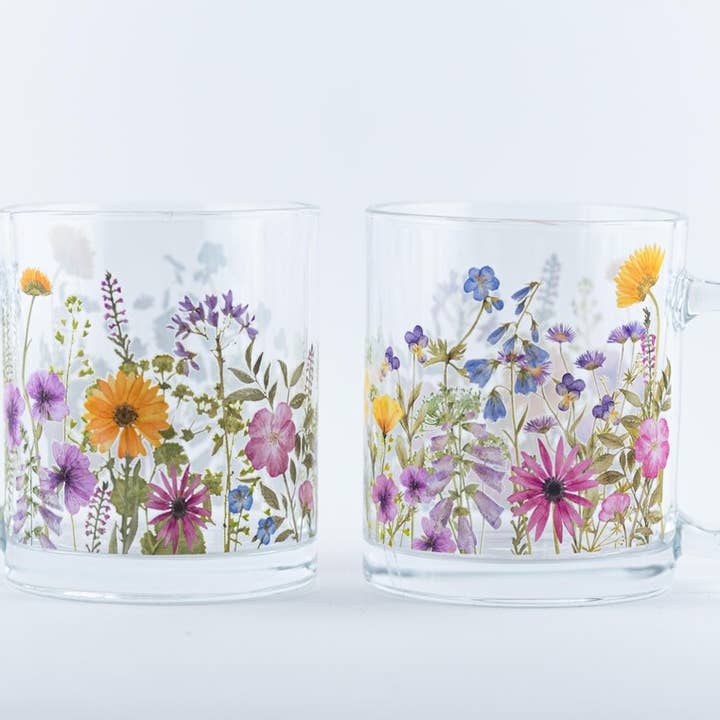 Mug en verre botanique, floral | café, thé, cadeau pour le travail, meilleure amie pour la vente par Hayden Harlow Home