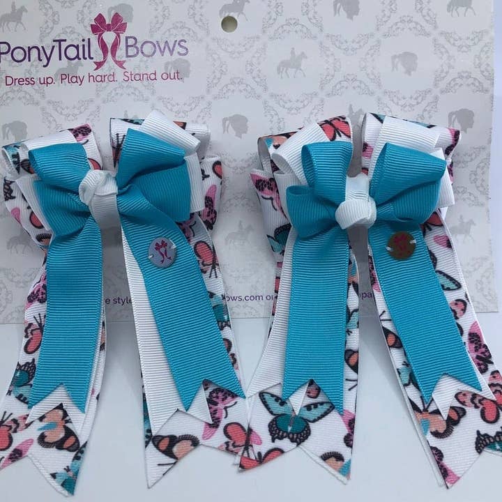 Turquoise Butterfly PonyTail Bows for wholesale by PonyTail Bows