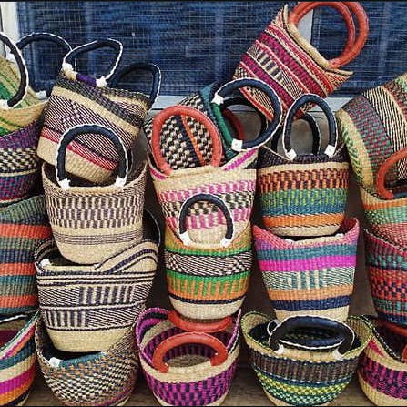 Bolga Mini U Shoppers - Multi-colors, -Best festive season  for wholesale by Tanga Baskets