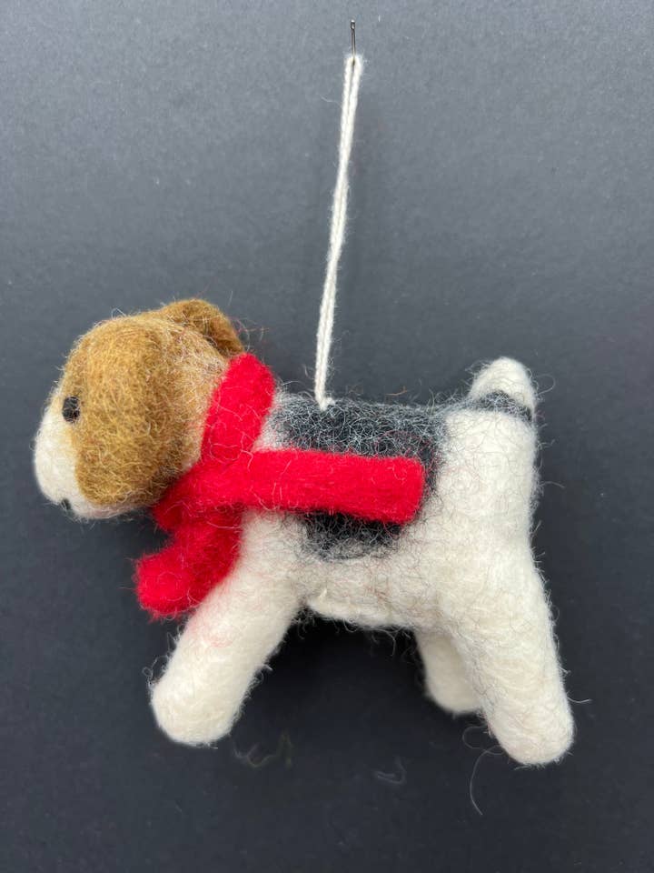 Kersthond Ornamentenset 100% Schapenwol (5 stuks) voor wholesale door NURBU INC.