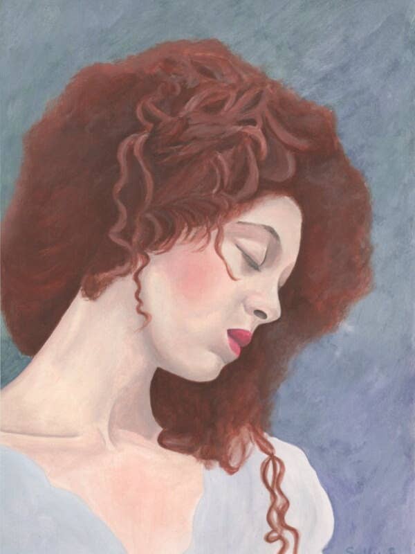 Melankolisk kvinna konst tryck illustration porträtt för wholesale av Sally B