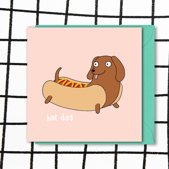 Hot Dog Dachshund Card for wholesale by Six Sunflowers
