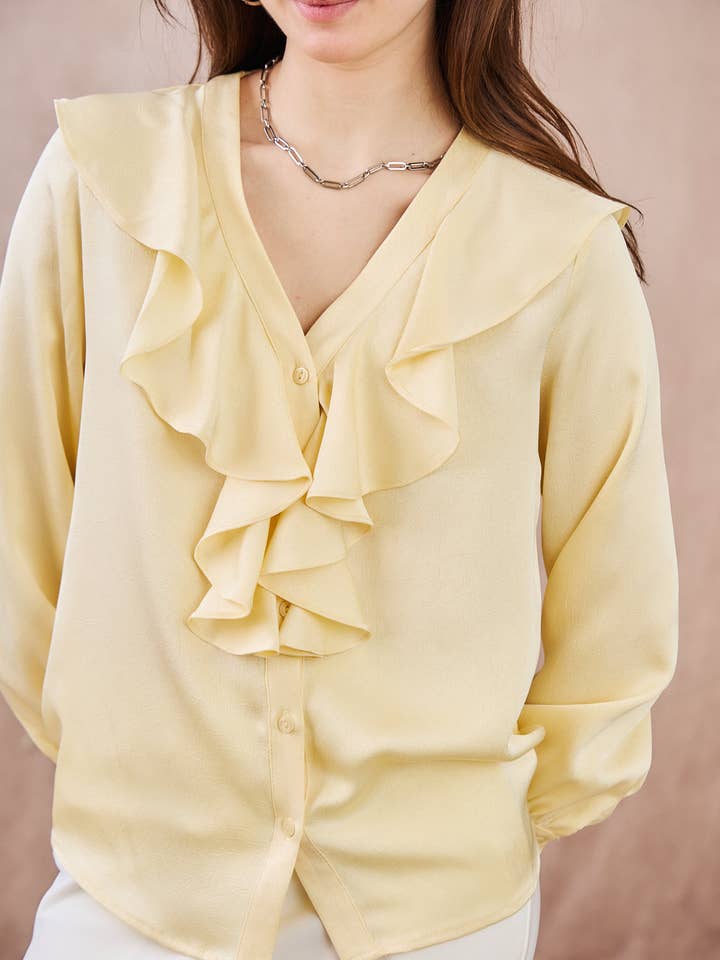 LULUMARY - Wholesale Button Down Shirt - Women's - Ruffled blouse CH35610