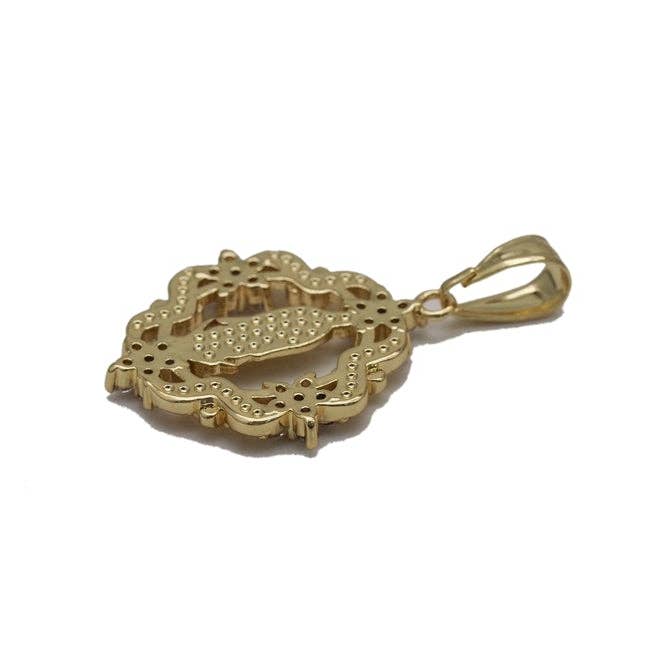 BestBeads&Beyond - Vendita all'ingrosso Ciondolo/pendente - Charm Fiore Vergine Maria in oro CZ, SKU #LK7071