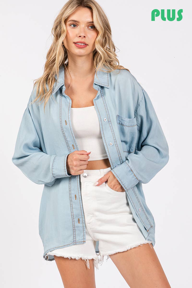 ZiA Apparel - Wholesale Button Down Shirt - Women's - V-NECK LAPEL COLLAR PLUS SIZE SHIRT 2