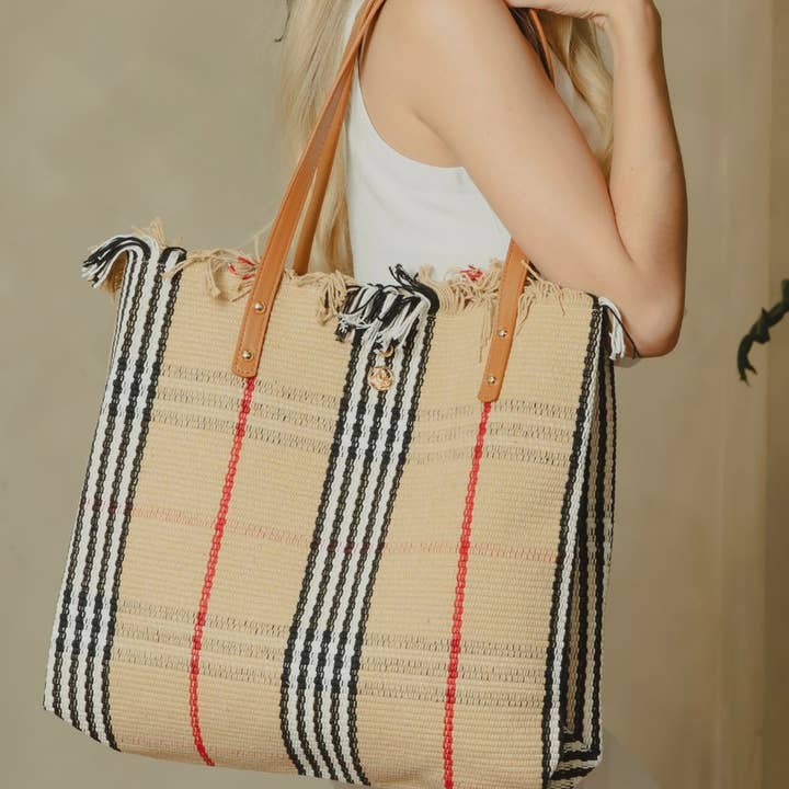 Sac tissé décontracté avec motif rayé pour la vente par VIA FIORE