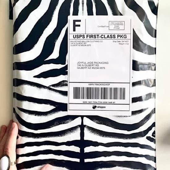 Mauve and Mallow Clothing Co - Wholesale Envelopes - Zebra Polymailers