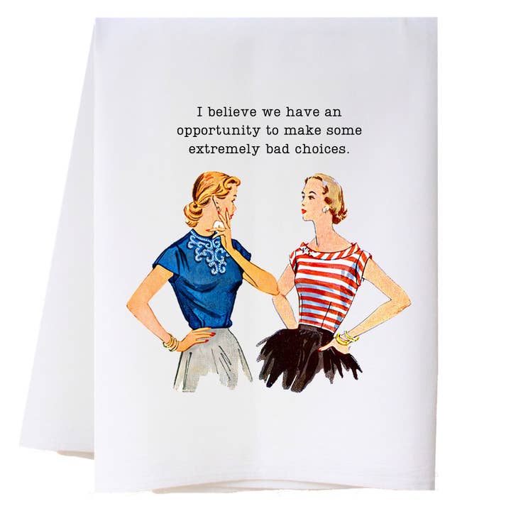 Bad Choices Kitchen Towel for wholesale by Cora & Pate