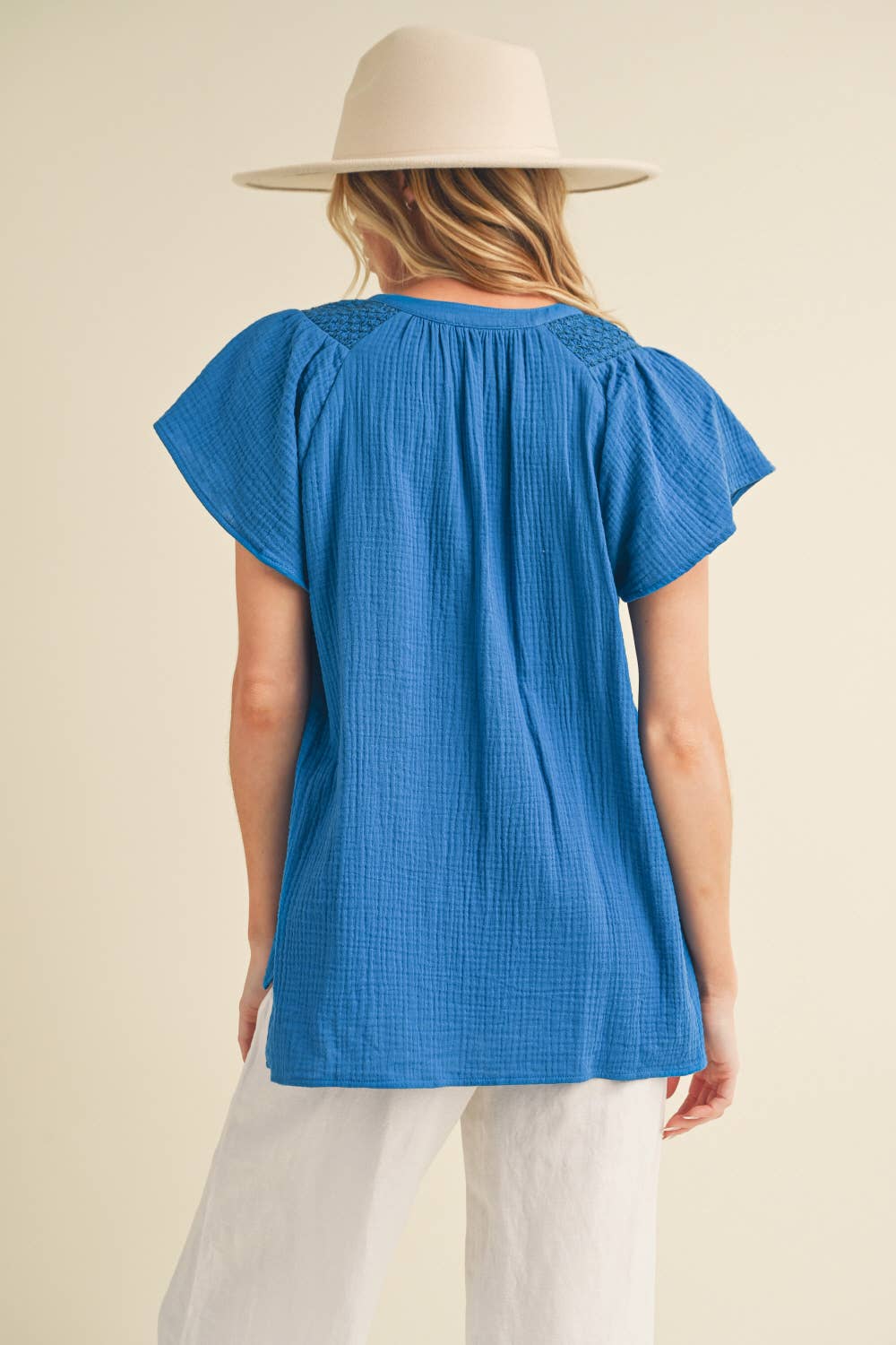 AEMI + CO - Vente Chemisier – femme - 8269DK Haut à manches courtes brodé Thia 312