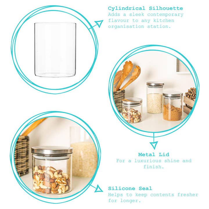 Rinkit Ltd - Venta al por mayor Tarros - Tarro de cristal Argon para almacenamiento con tapa de metal, 550 ml, color dorado