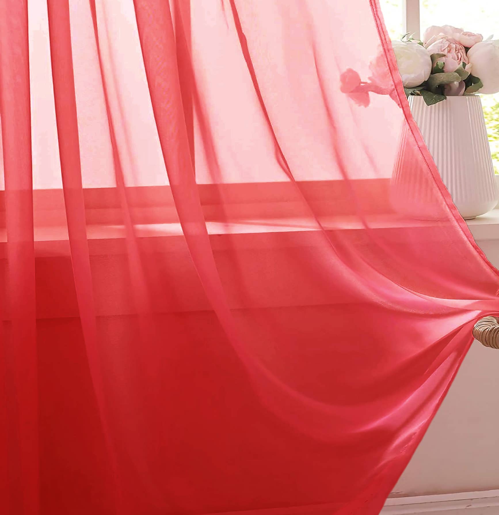 home mart goods - Wholesale Curtain - 84" Long, 2 Panels - Sheer Window Rod Pocket Curtain Set23