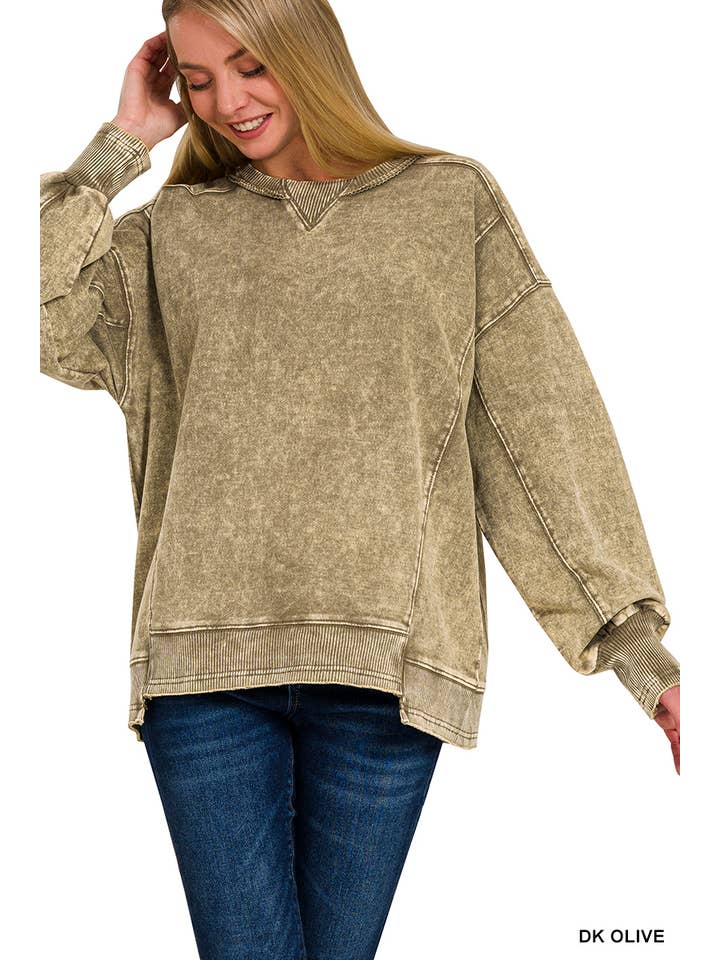 Vanilla Monkey - Wholesale Sweatshirt - Women's - French Terry Acid Wash Raw Edge Pullover4
