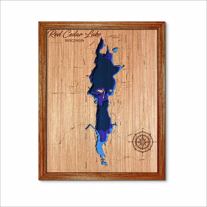 Red Cedar Lake Depth Map - Home & Wall Decor for wholesale by Premier Gifts and More