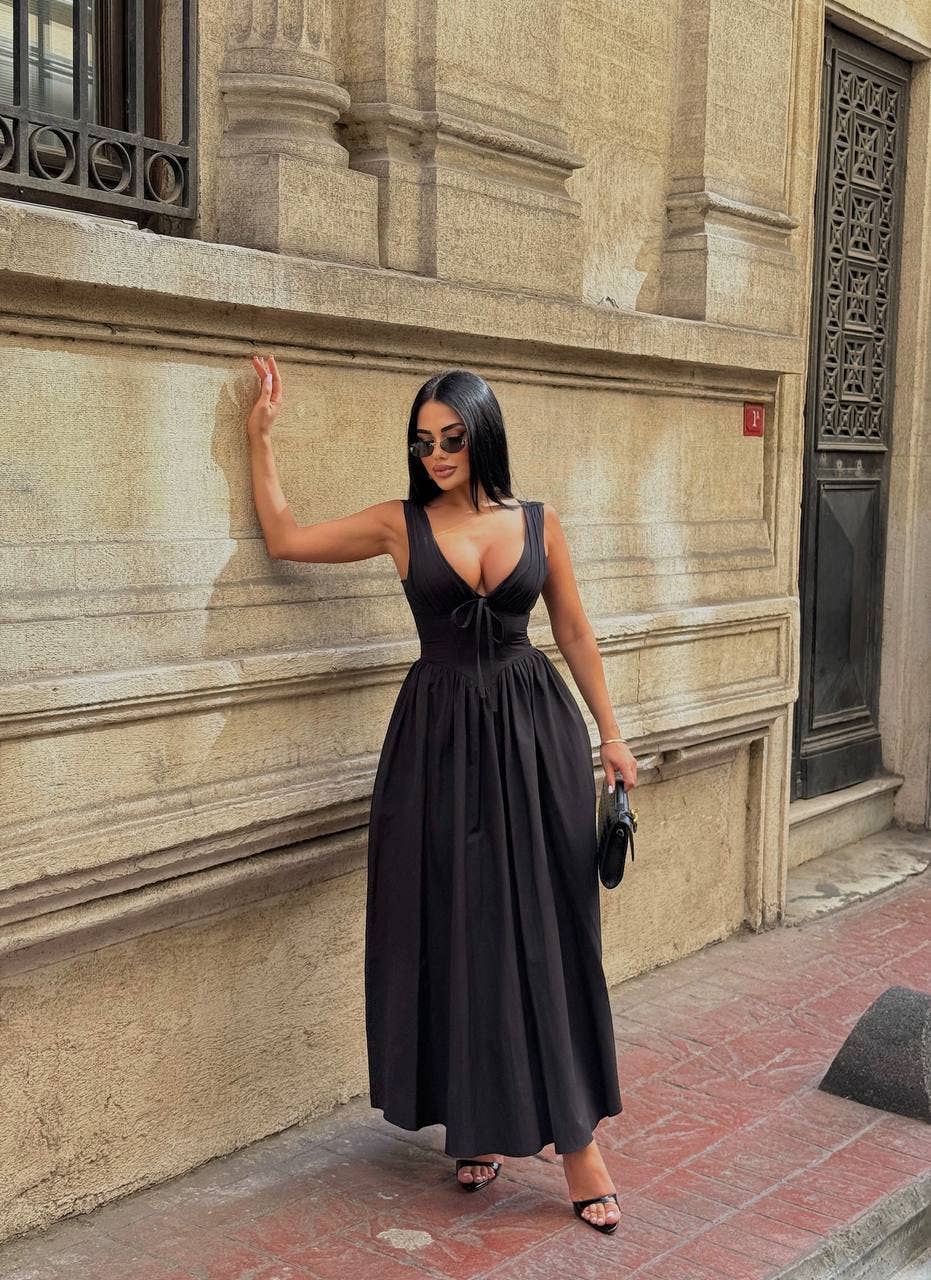 Standpoint Top – Vestido - Mulher por atacado – Vestido Riviera Maxi – Corpete – Laço Frontal – 120135