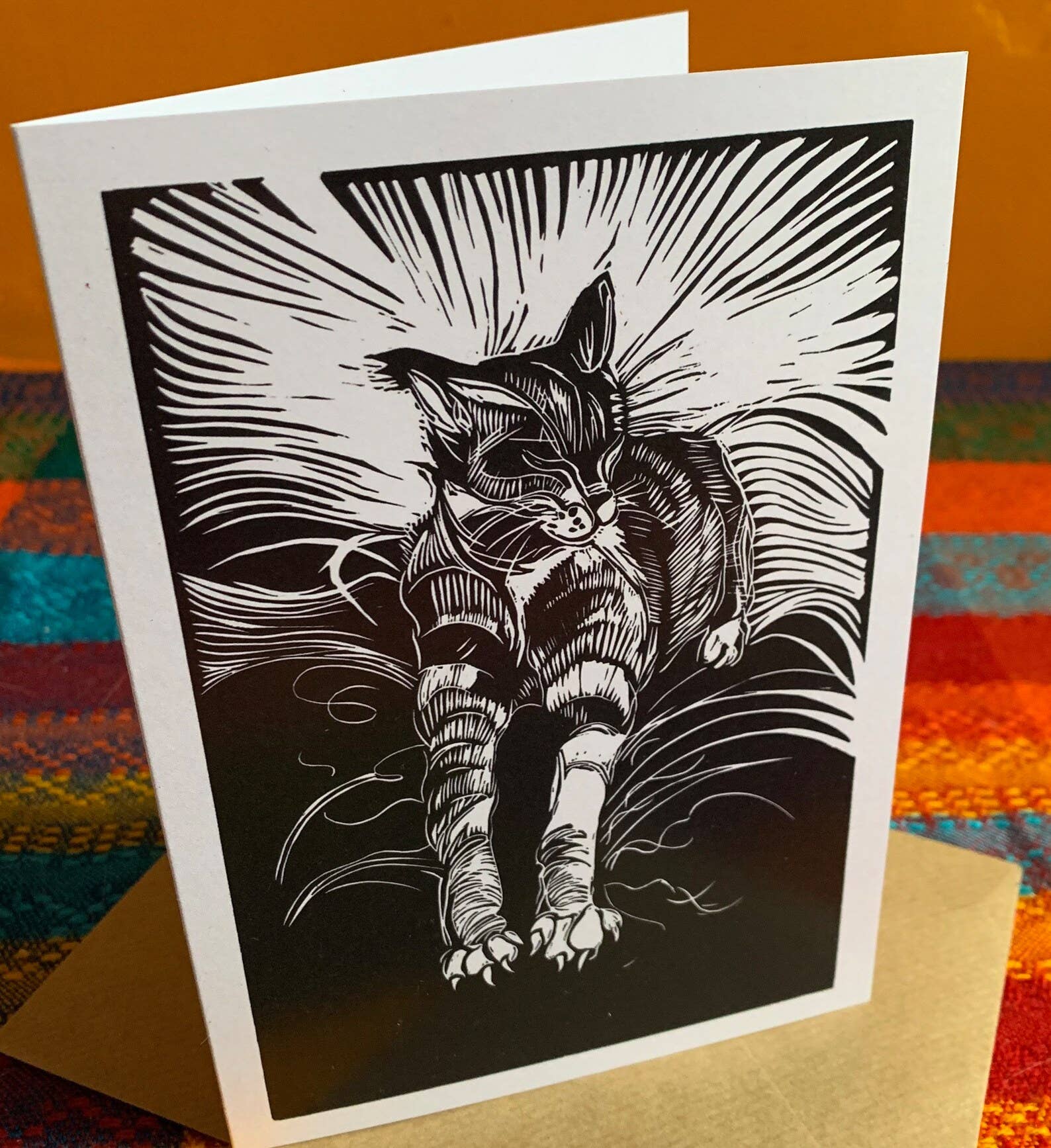 CreativeWithLine - Wholesale Everyday Greeting Card - Comfy Cat. Blank art card1