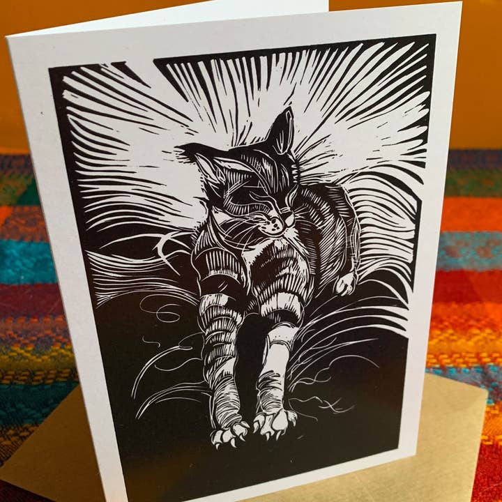 CreativeWithLine - Wholesale Everyday Greeting Card - Comfy Cat. Blank art card1