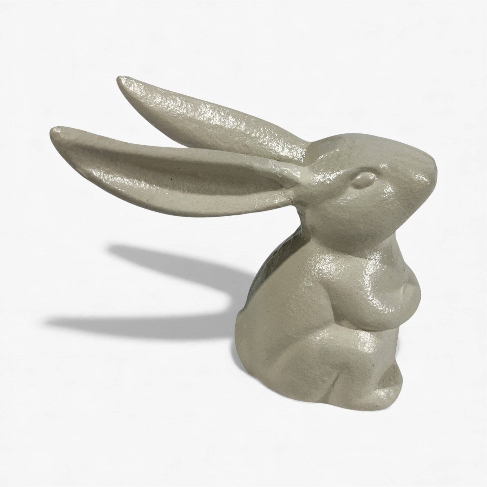 Iron & Blossom – wholesale Dekorativ statyett – Kaninstaty i gjutjärn kräm trädgårds- eller inredningsdekoration2