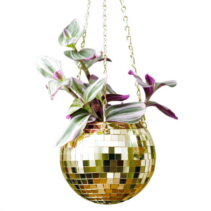 Bubblegum Stuff UK – wholesale Hanging planter – Disco Ball Hanging Planter Gold 6-inch | Homeware Gift7