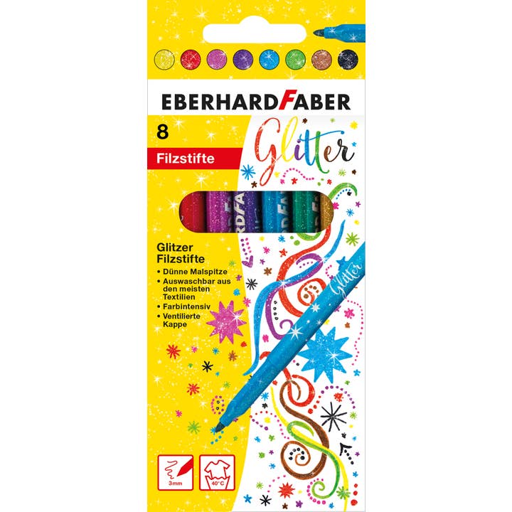 West Design Products UK – wholesale Pen – Eberhard Faber Felt-Tip Pens Cardboard Box Of 8 Glitter