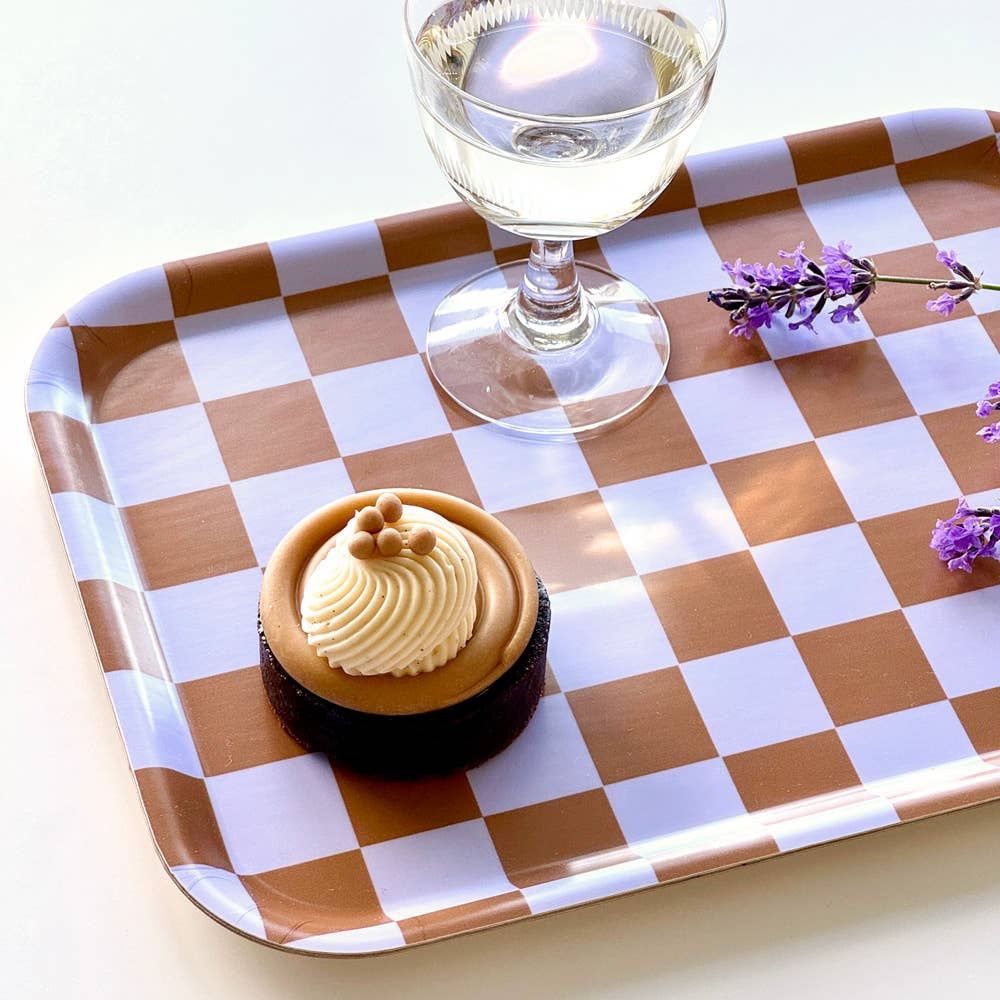 BLU KAT - Wholesale Serving Tray - Caramel CHECKER Rectangular Serving Tray - 27x20 cm1