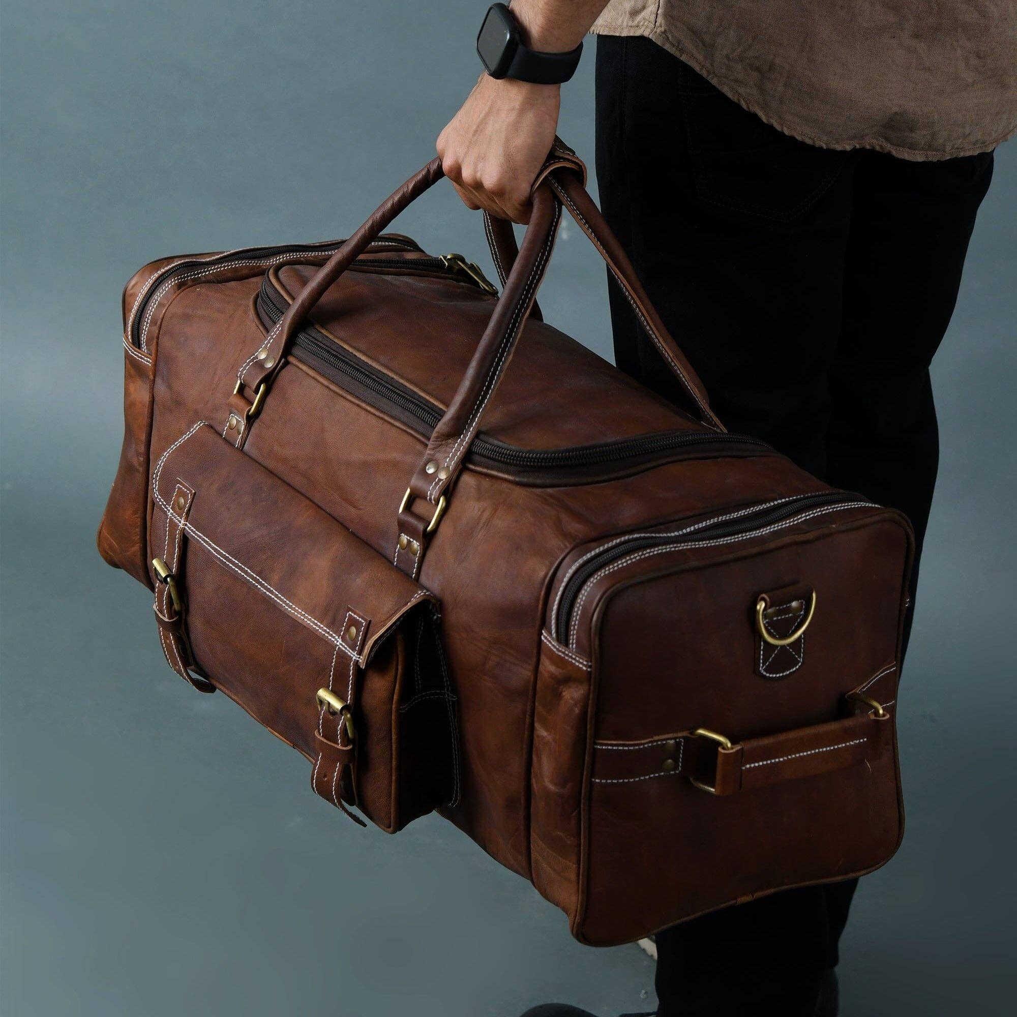 Classy Leather Bags – Engroshandel Weekendtaske – Mænd – Walker Læder Weekendtaske + Gratis Toilettaske1