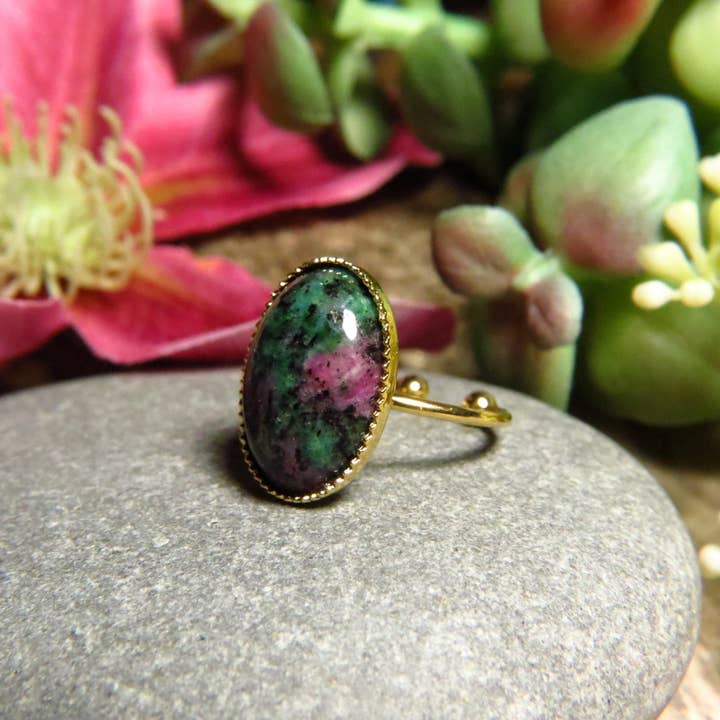 TOURMALYN - Wholesale Cocktail/Statement Ring - Gold-plated Zoisite stone ring12