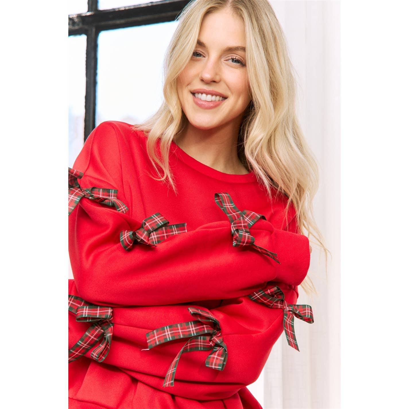 Sweet Generis - Wholesale Lounge Top - Women's - BOW TACKING DETAILS LOOSE FIT PULLOVER TOP4