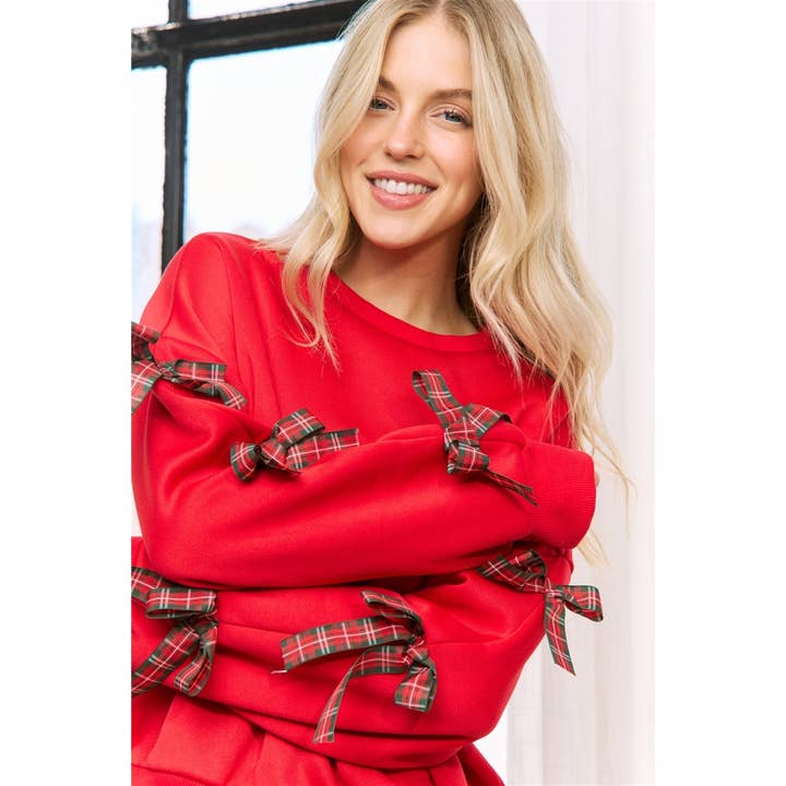 Sweet Generis - Wholesale Lounge Top - Women's - BOW TACKING DETAILS LOOSE FIT PULLOVER TOP4