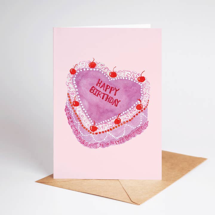 The Shelley Society - Wholesale Birthday Card - I Heart Birthdays Cake Greeting Card2