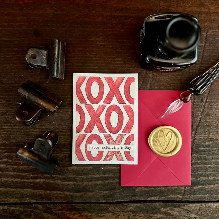 CARVED XOXO Red Mini Note Card | Happy Valentine's Day for wholesale by Originals Paper Art