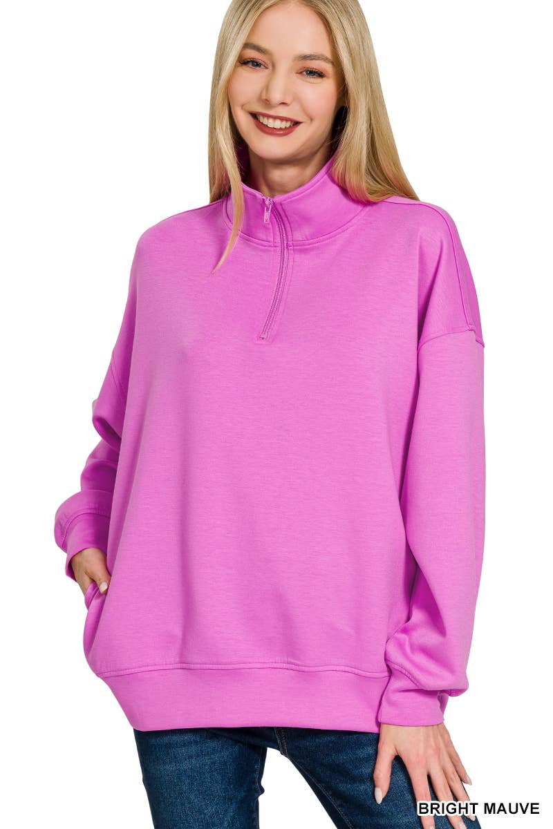 42POPS – wholesale Sweatshirt - Dam – , 0925 Scuba Half Zip Pullover med fickor SI-270418