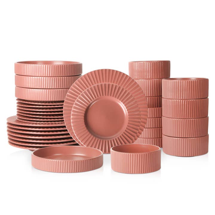 Lusso Stoneware Dinnerware Set - Redwood for wholesale by Stone + Lain