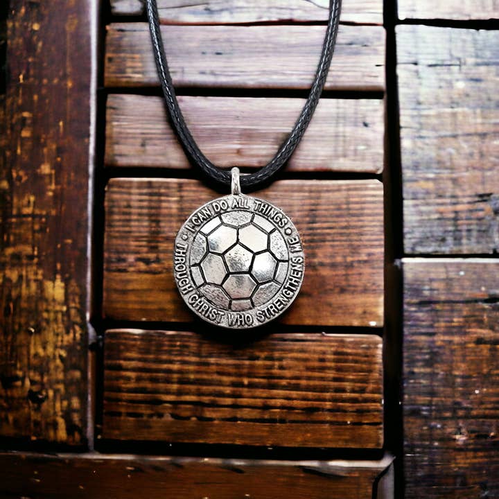 Collier de football sur cordon noir pour la vente par Forgiven Jewelry
