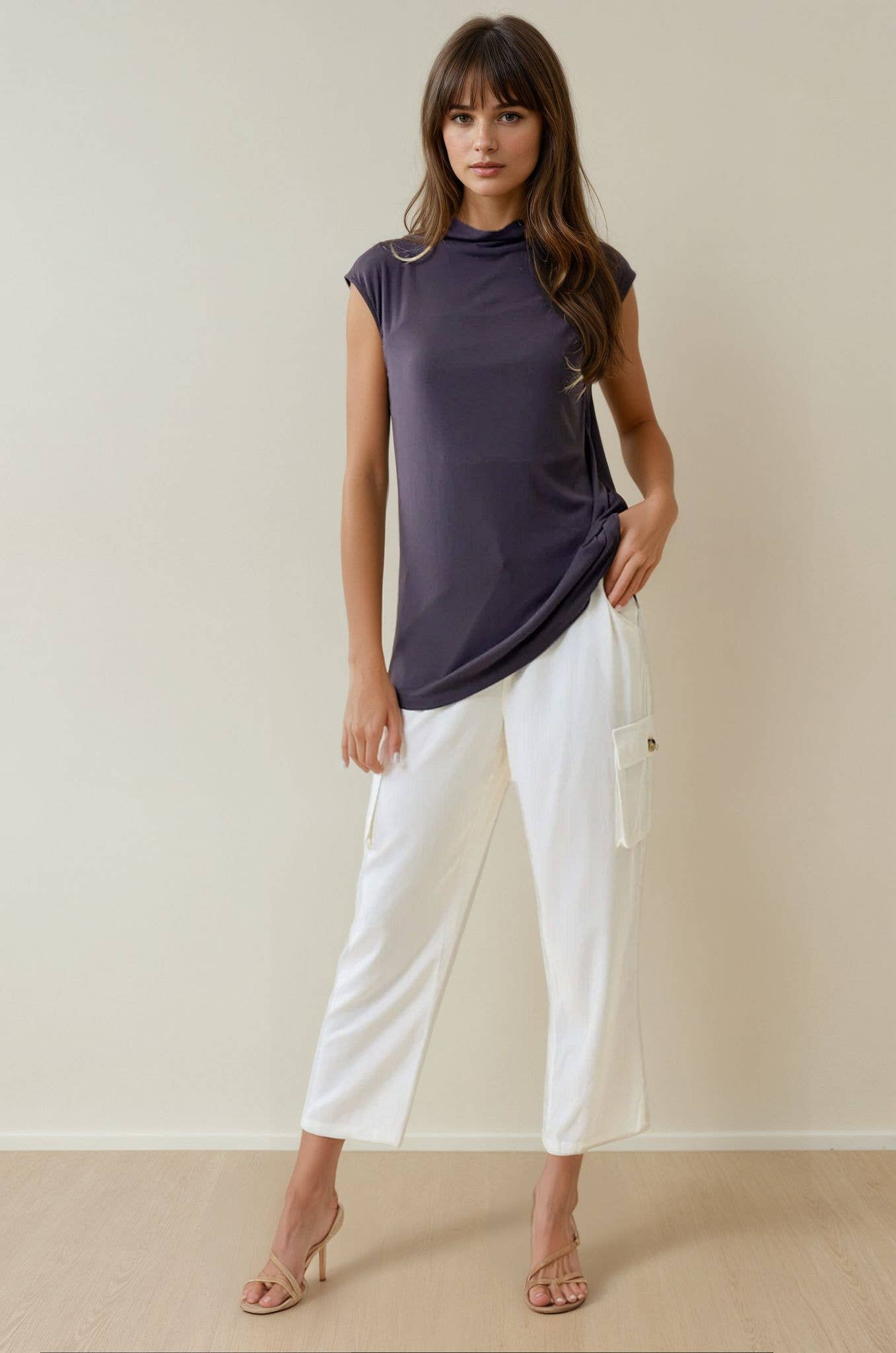 Doe and Rae – Engroshandel Strikket top - Dame – HØJHALSET DROP SKULDER STRIK TOP - 43190T7