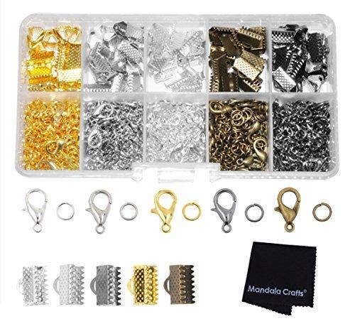 Mandala Crafts – wholesale Craft supplies – Ribbon Crimps for Jewelry Making, Ribbon Clamps, Fold Over Cord Ends, Jewelry Finding Kit for Bracelets, Bookmarks; by Mandala Crafts11