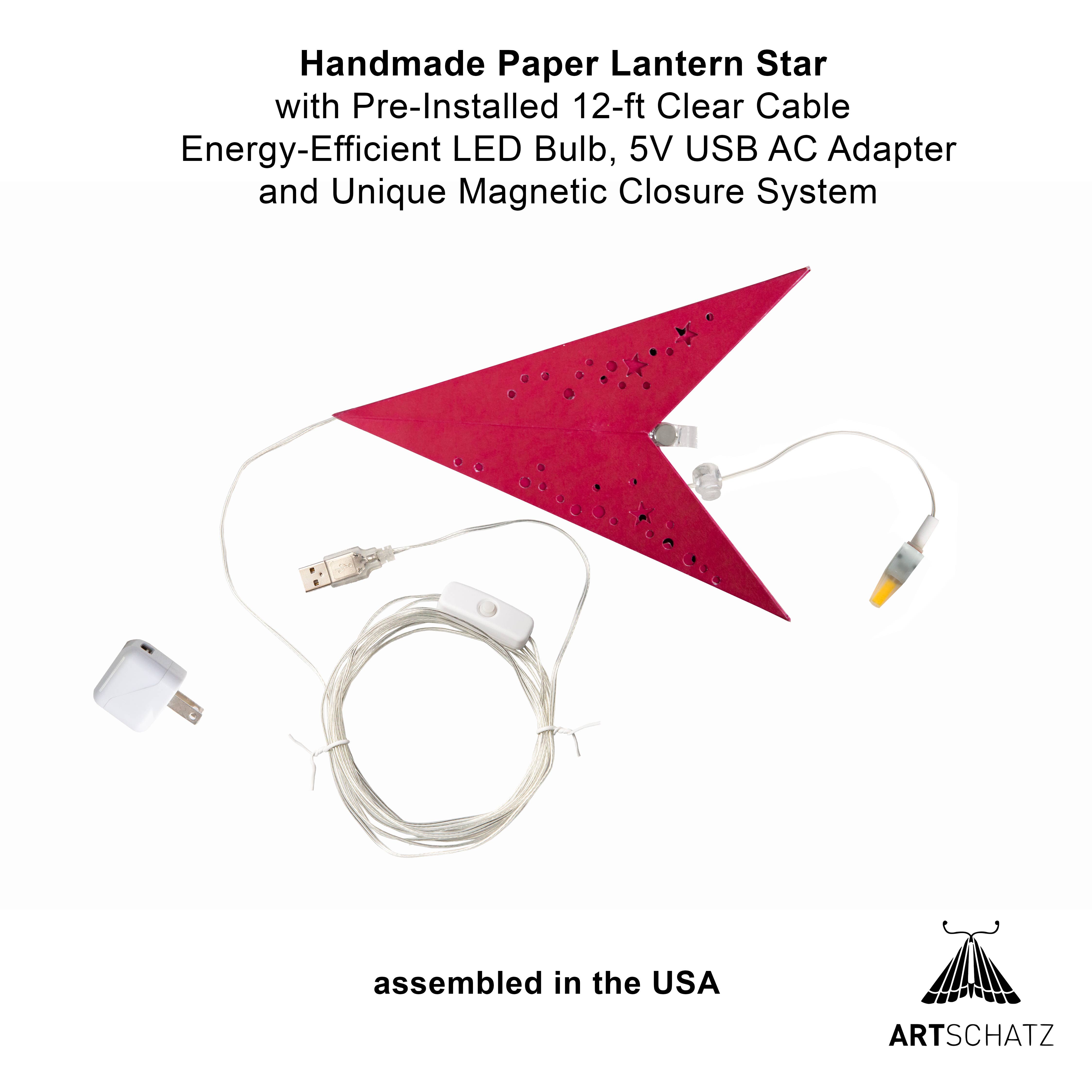 Artschatz LLC - Vendita all'ingrosso Lanterne/lampade di carta - Lanterna Stella di carta rossa Twinkle Star 9 punti 40,6 cm2