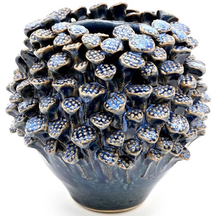 SRI134EFFB VASE EFFET BLEU POLLENS DE LOTUS pour la vente par Art Floral Trading LLC
