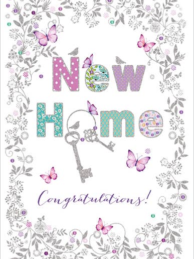 NUOVO BIGLIETTO PER OCCASIONI DOMESTICHE HS373 CON TESTO FLOREALE per la vendita all'ingrosso da parte di Nigel Quiney Publications Ltd