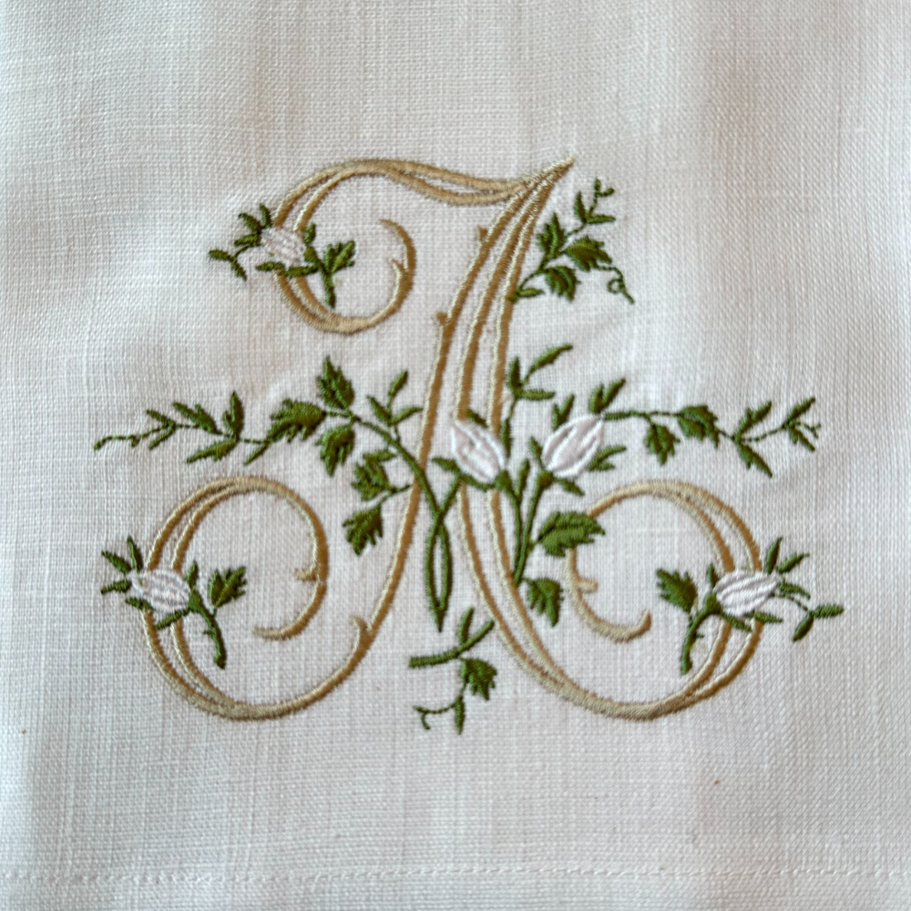 Arte Italica & Crown Linen Designs – Großhandel Geschirrtücher – Florales Monogramm-Handtuch - Neu0