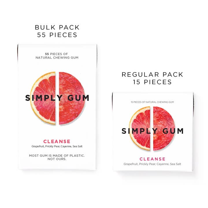 Simply Gum - Wholesale Chewing Gum - Cleanse Chewing Gum 55ct - Natural + Plastic-Free | 6 Pk3
