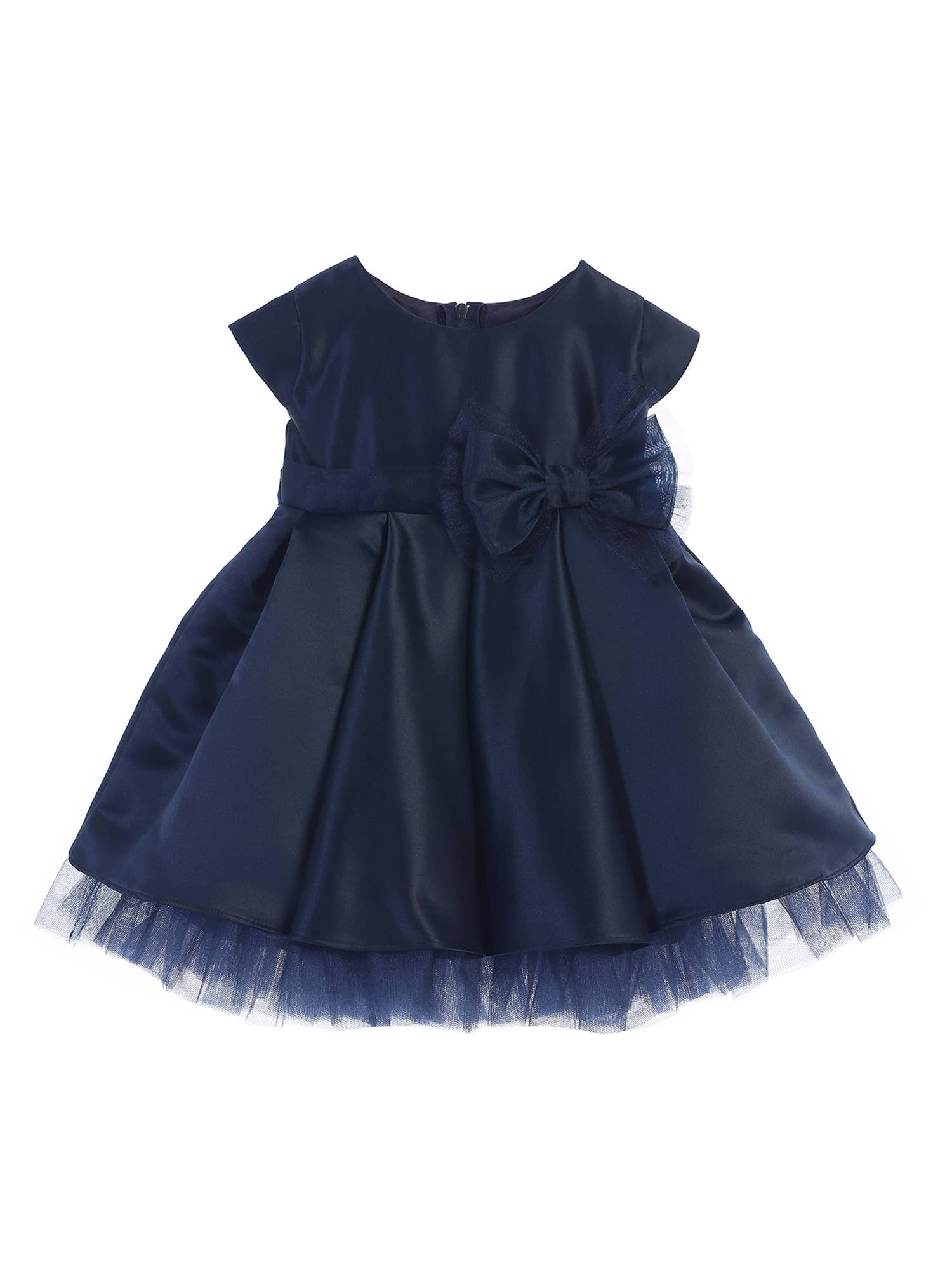 Sweet Kids, Inc. - Wholesale Dress - Baby - SK711 - pleated satin & peek a boo tulle baby girl dress1